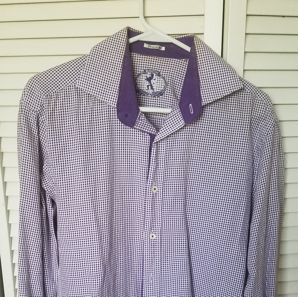 Purple button up long sleeve dress shirt